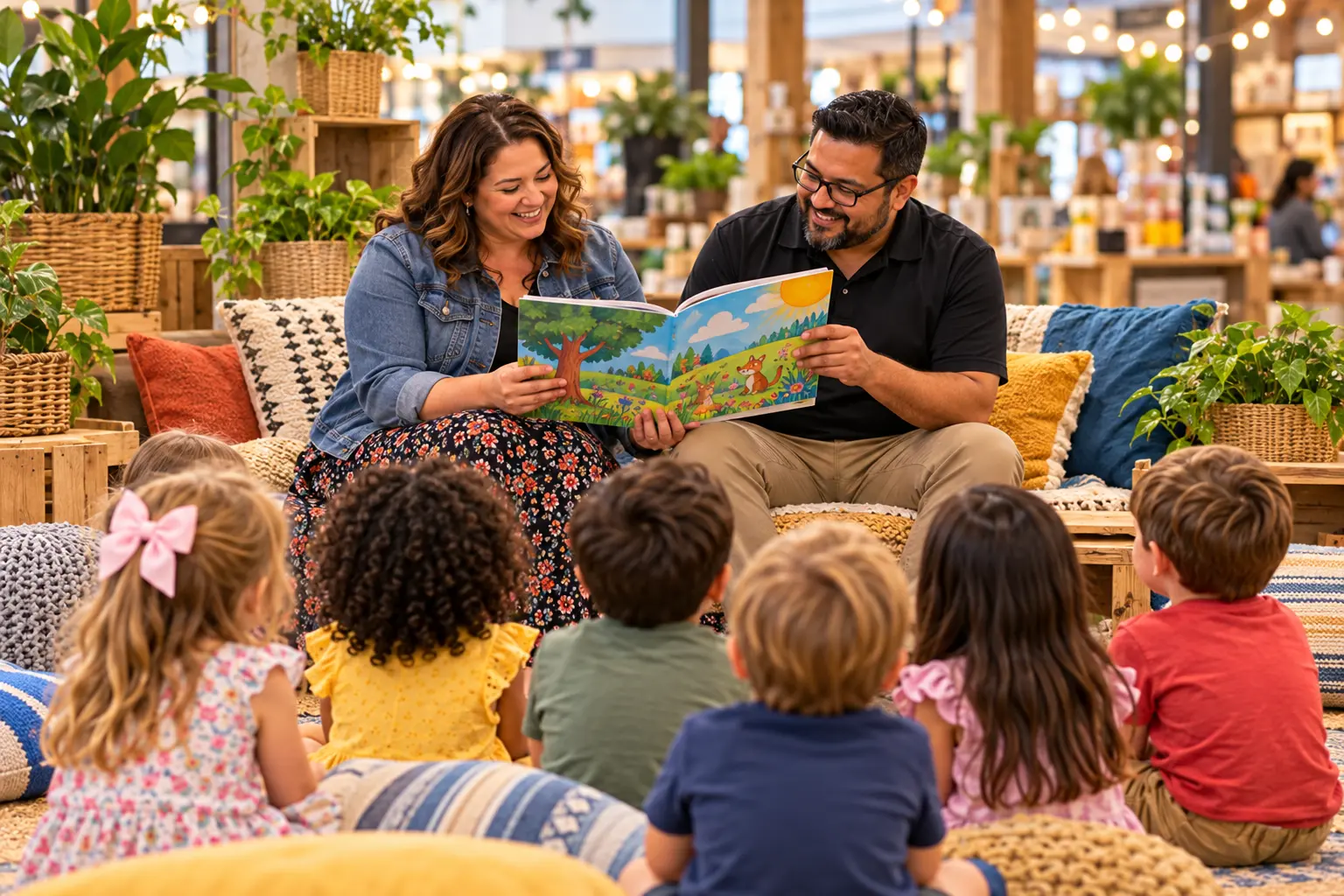 Children gathered for Story Time at The Dallas Markets